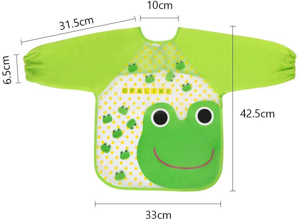Long Sleeve Baby Bibs for 6-36 Months,Unisex Waterproof Feeding Bibs for Infant Child Toddler 4-Pack