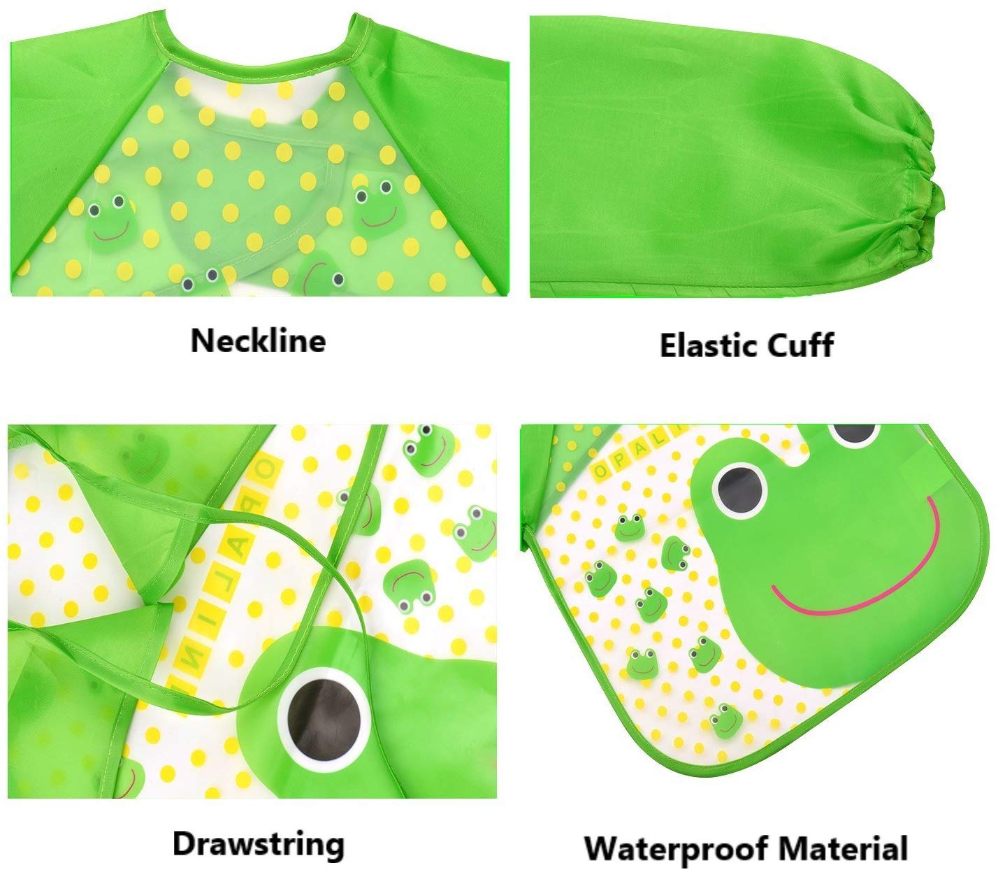 Long Sleeve Baby Bibs for 6-36 Months,Unisex Waterproof Feeding Bibs for Infant Child Toddler 4-Pack