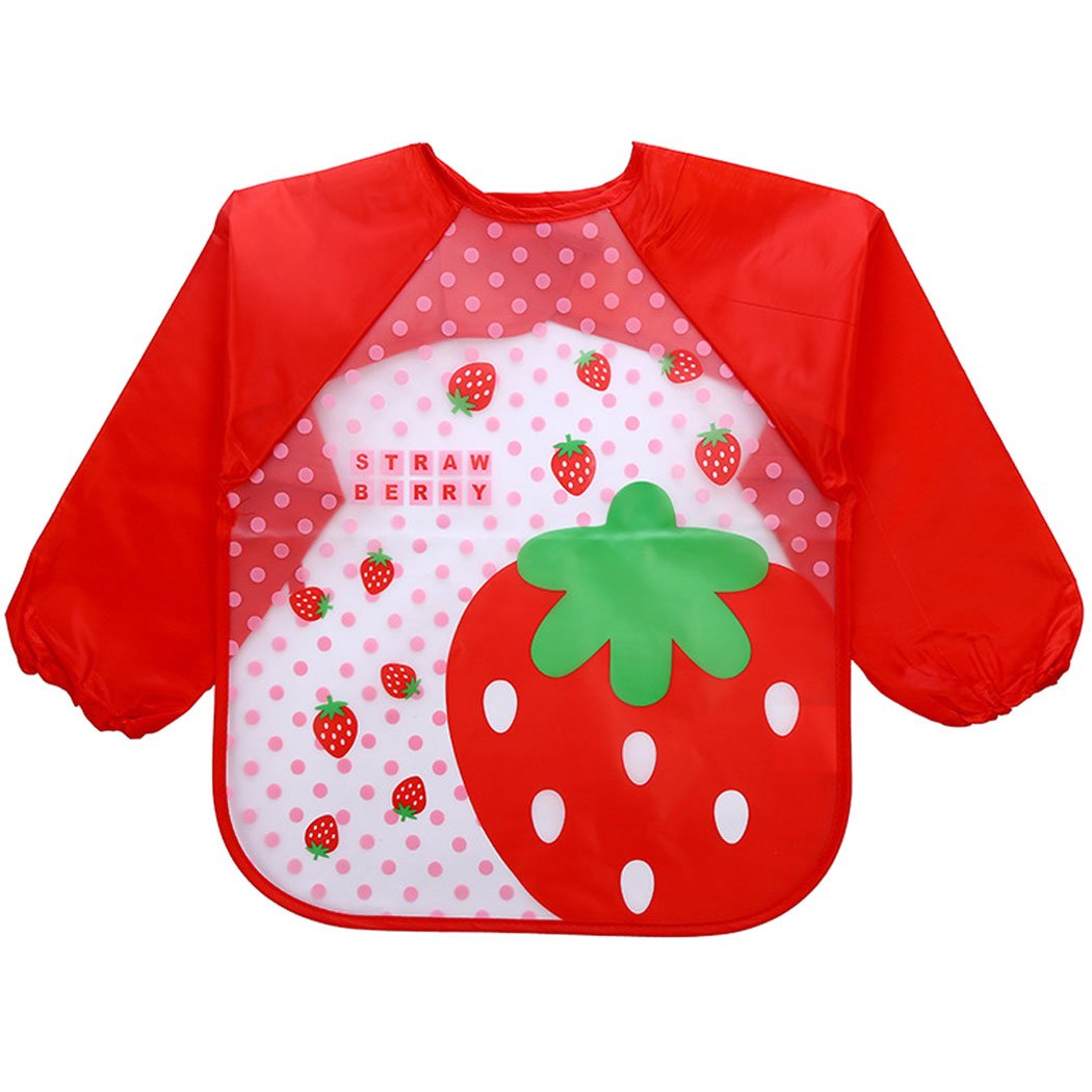 Long Sleeve Baby Bibs for 6-36 Months,Unisex Waterproof Feeding Bibs for Infant Child Toddler 4-Pack