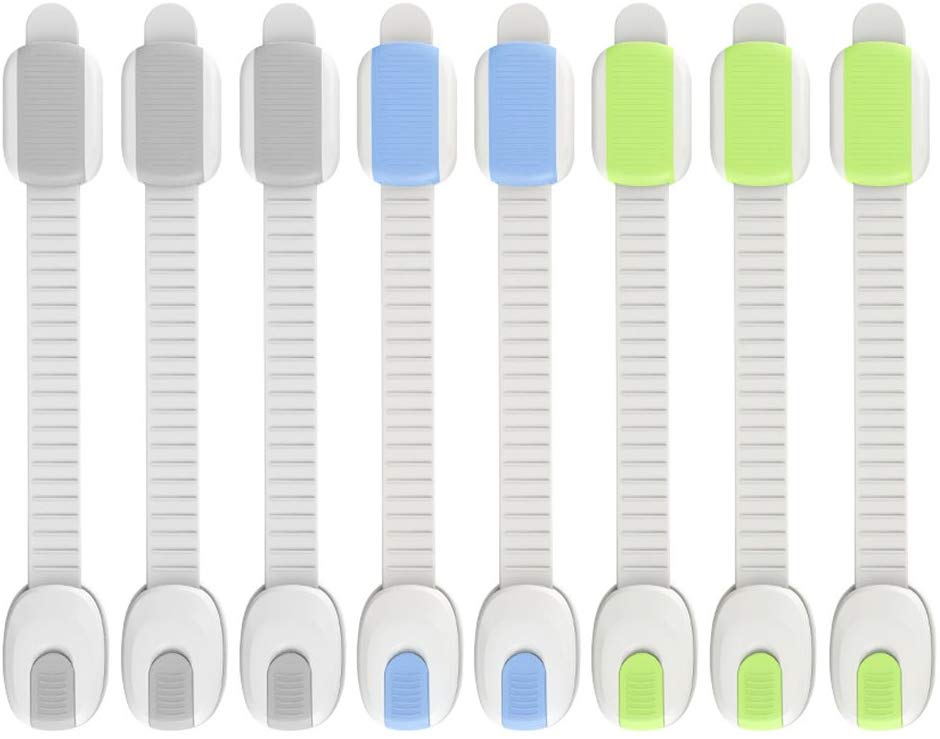 Child Safety Locks 8 Pack Adjustable Baby Safety Cupboard Strap Locks Easy to Install