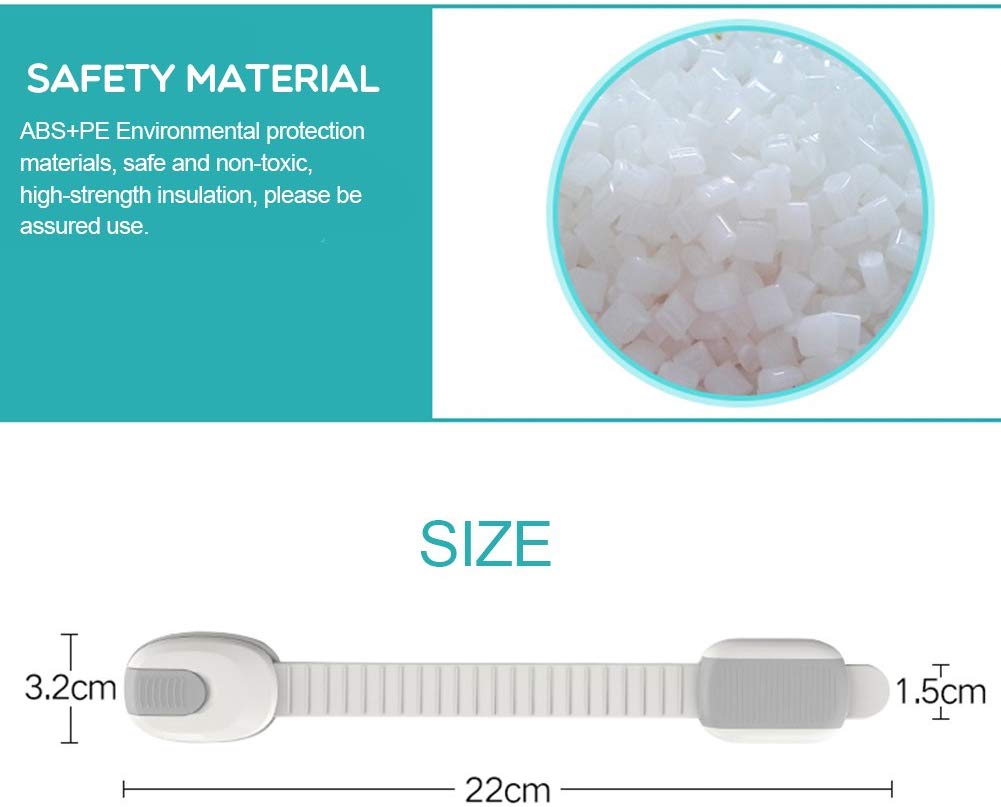 Child Safety Locks 8 Pack Adjustable Baby Safety Cupboard Strap Locks Easy to Install