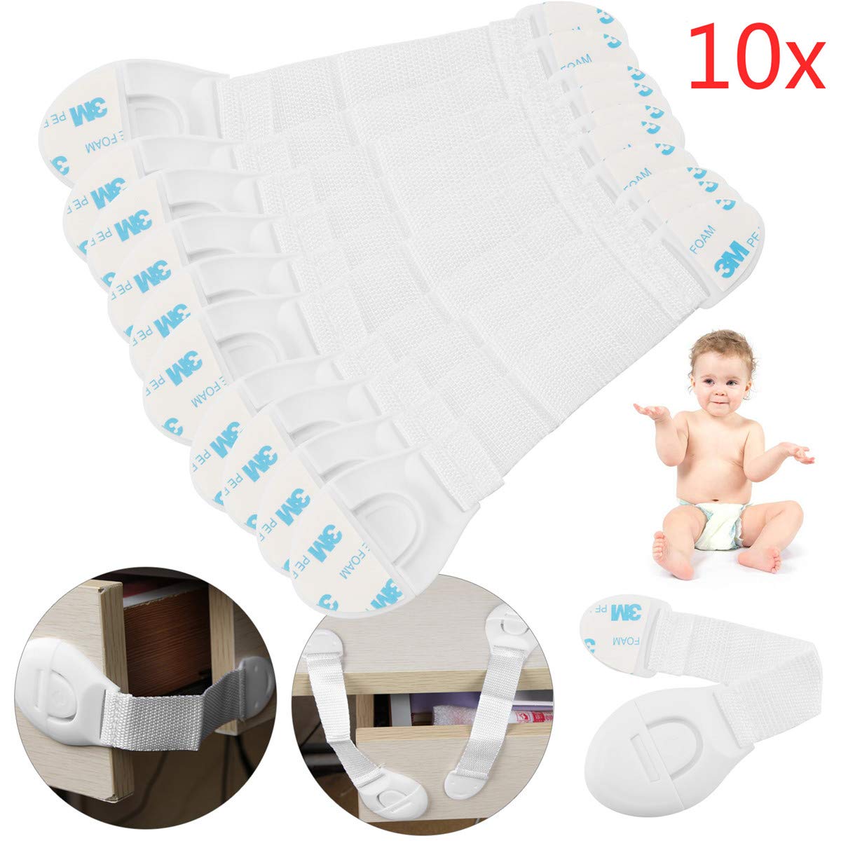 10 x Child Baby Cupboard Cabinet Safety Locks Pet Proofing Door Drawer Fridge Lock Latch