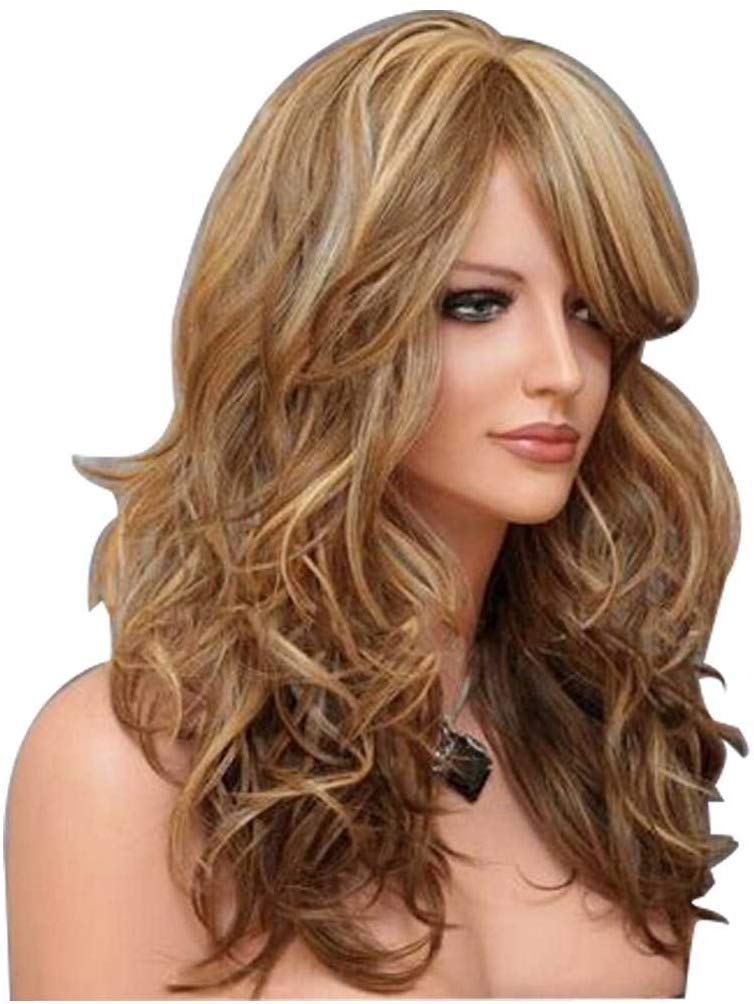 Long Wavy Natural Synthetic Women Wig (Blond Auburn)