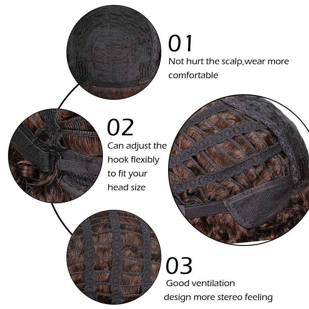 Wine Red Wigs for Women Part Wavy Synthetic Wig with Dark Roots Short BOB Wigs for Black Women(14&apos;&apos;)