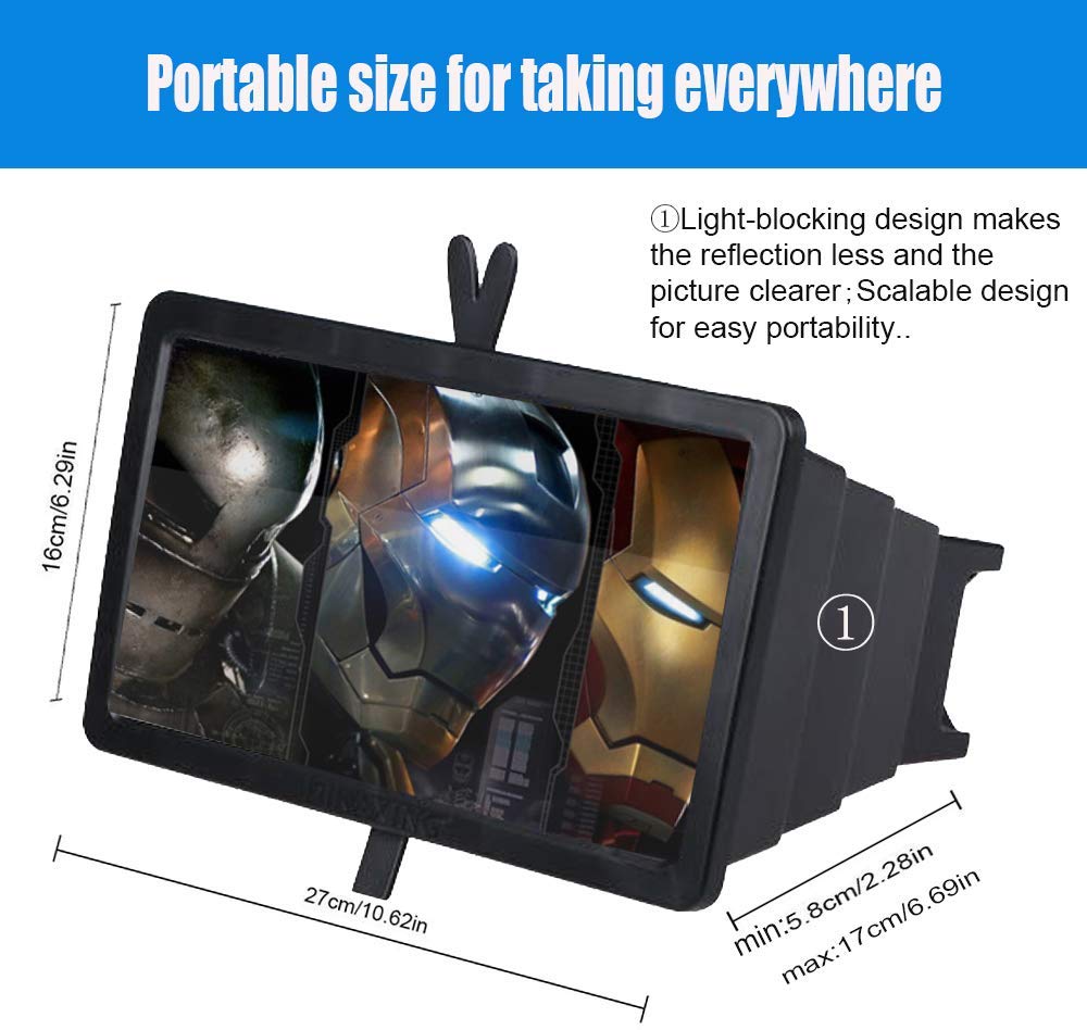 Phone Screen Magnifier Amplifier Enlarger 14" 3D Smartphone Screen amplifier Magnifying Screen Zooms