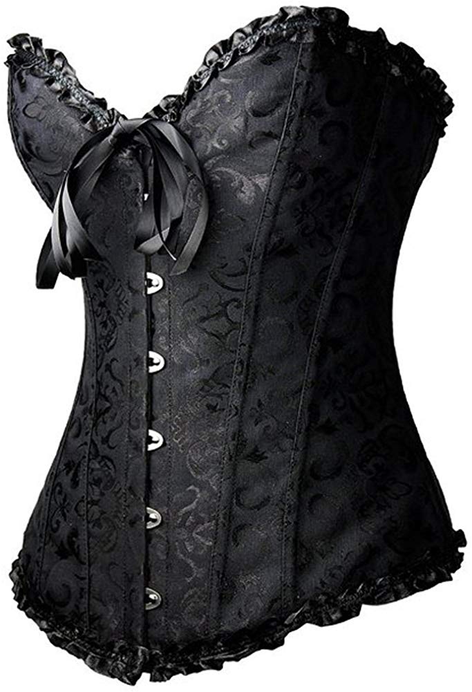 Body shaper Girdle Tights Women&apos;s Gothic Bustiers Corsets Satin Boned Lace Up Bridal Bodysuit