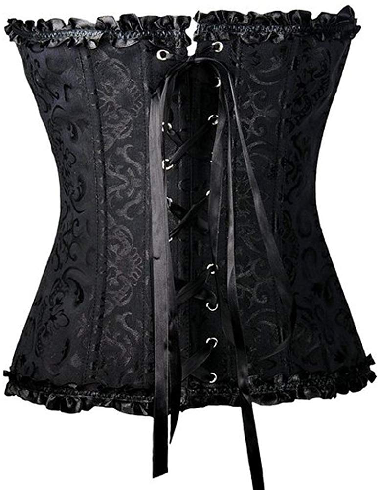 Body shaper Girdle Tights Women&apos;s Gothic Bustiers Corsets Satin Boned Lace Up Bridal Bodysuit