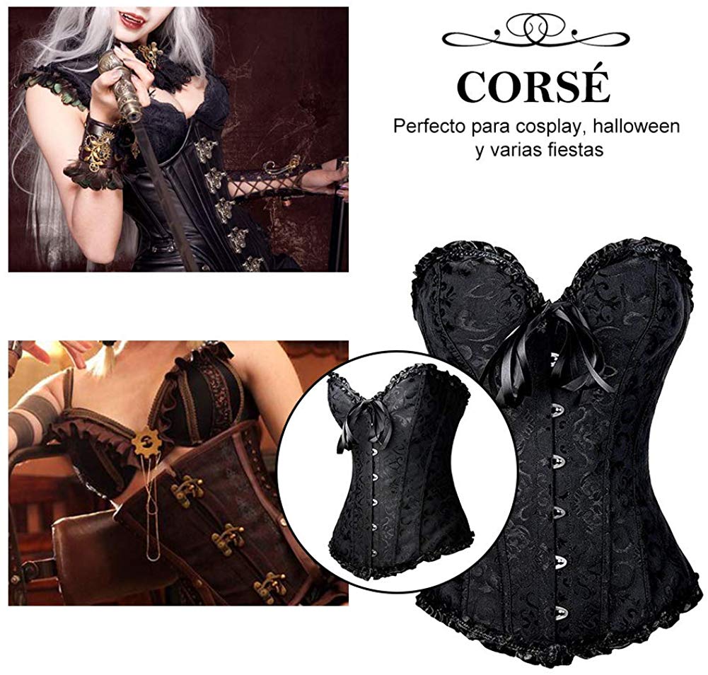 Body shaper Girdle Tights Women&apos;s Gothic Bustiers Corsets Satin Boned Lace Up Bridal Bodysuit