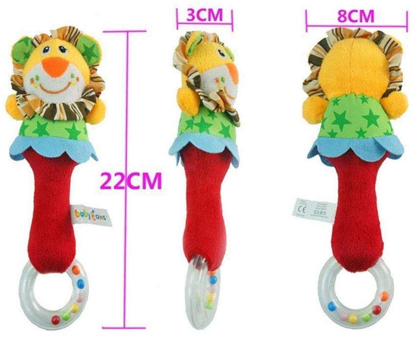 2 Pack Baby Rattle Sensory Toys Shaker Soft Plush Baby Musical Instruments Stuffed Animal Toy