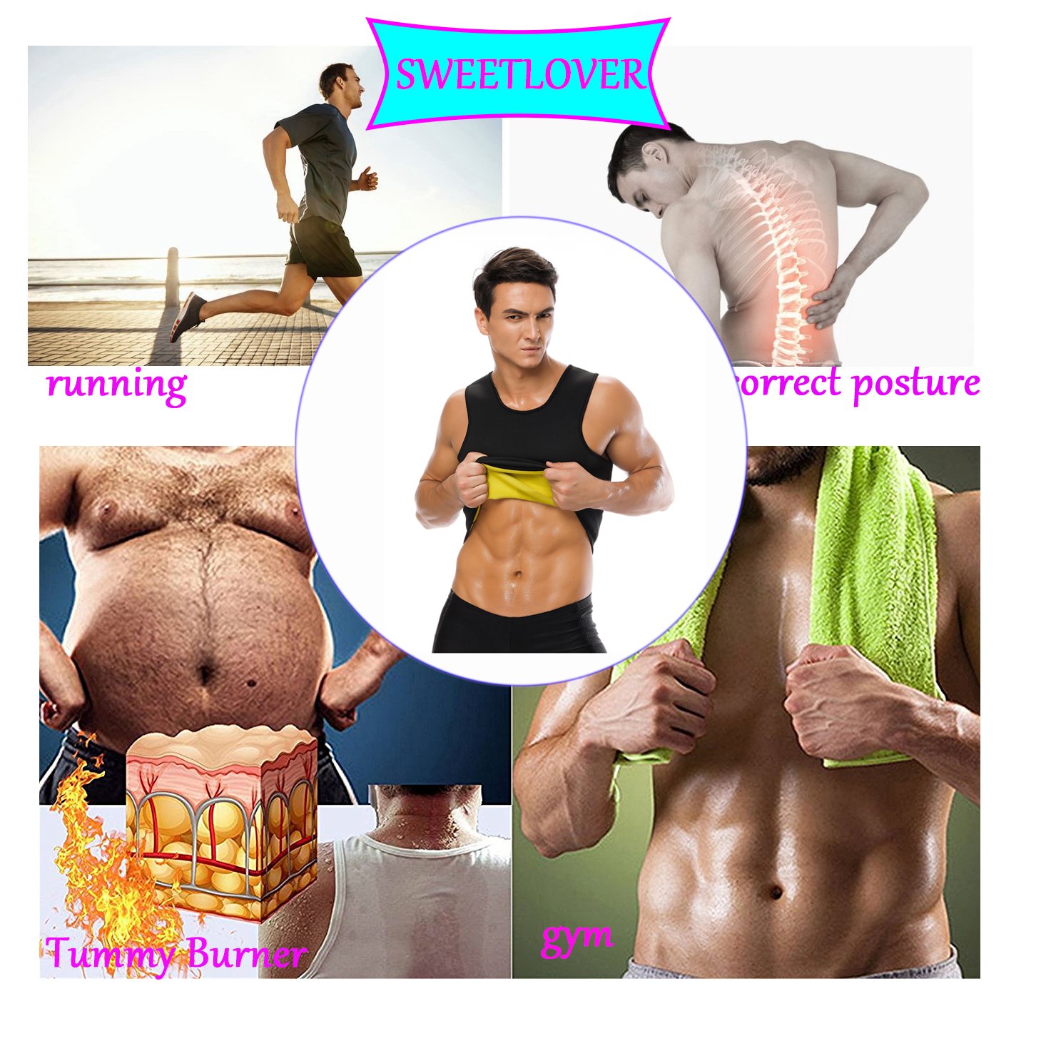 Suits man Slimming Body Shaper Sport Tummy Fat Burner Hot Weight Loss Sweat Sauna Vest Shapewear