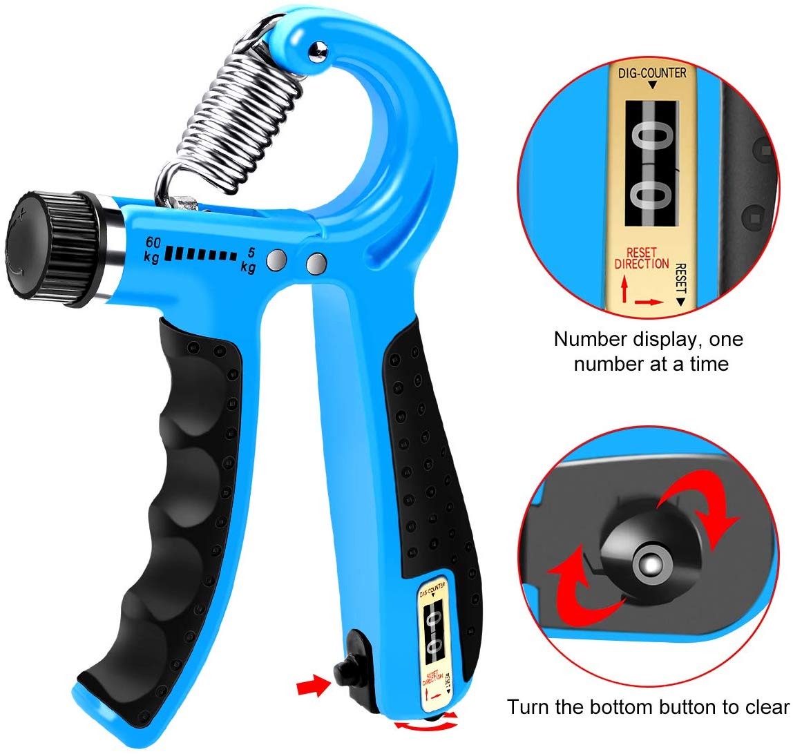 Hand Grip Strengthener Forearm Grip Workout Kit, 5 Pack Adjustable Resistance Hand Gripper