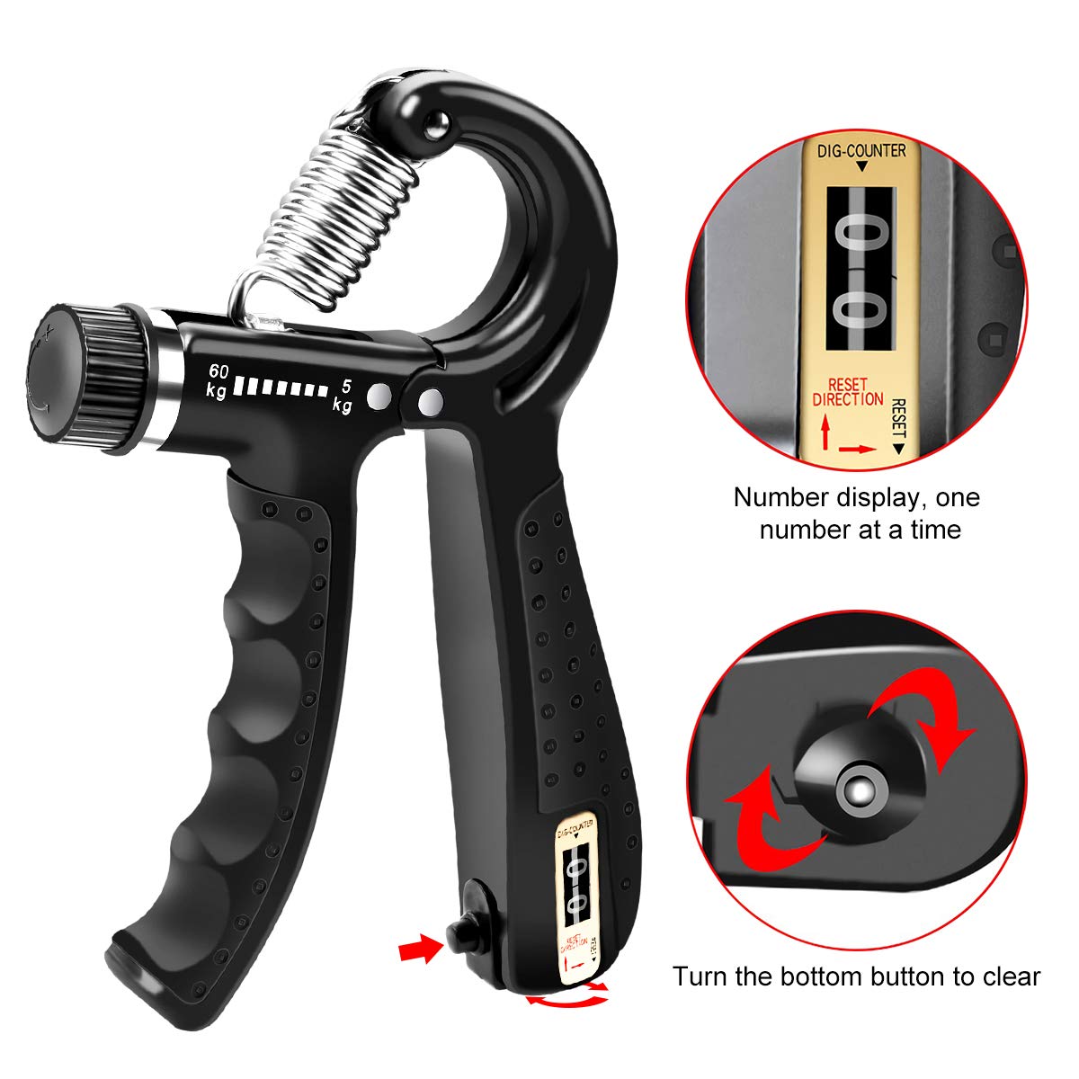 Hand Grip Strengthener Forearm Grip Workout Kit, 5 Pack Adjustable Resistance Hand Gripper