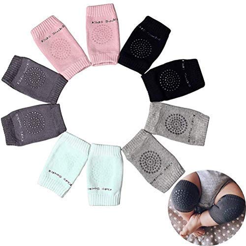5 Pairs Baby Knee Pads, Infant Toddler Anti-Slip Knee, Adjustable Elastic Baby Crawling Leg Warmers