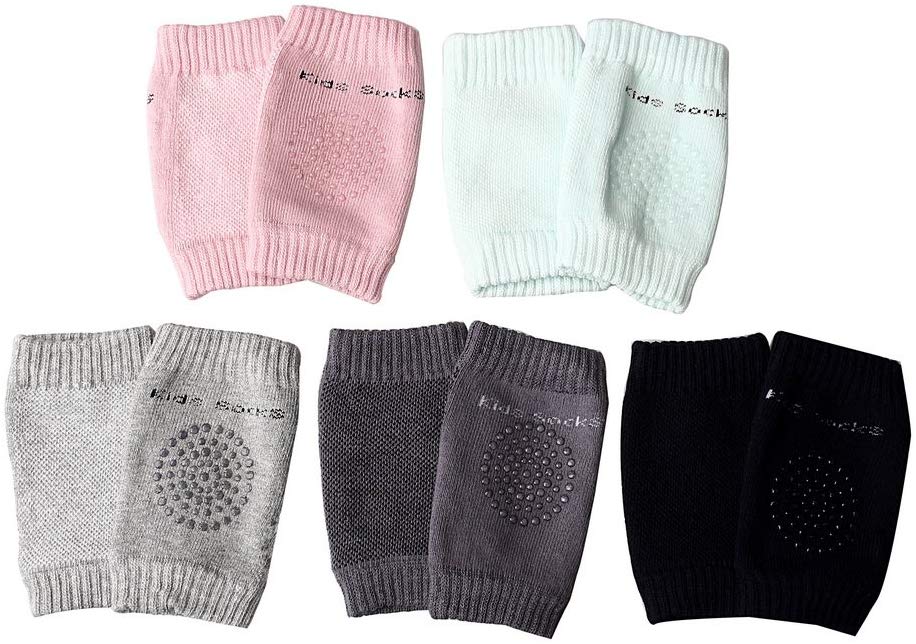 5 Pairs Baby Knee Pads, Infant Toddler Anti-Slip Knee, Adjustable Elastic Baby Crawling Leg Warmers
