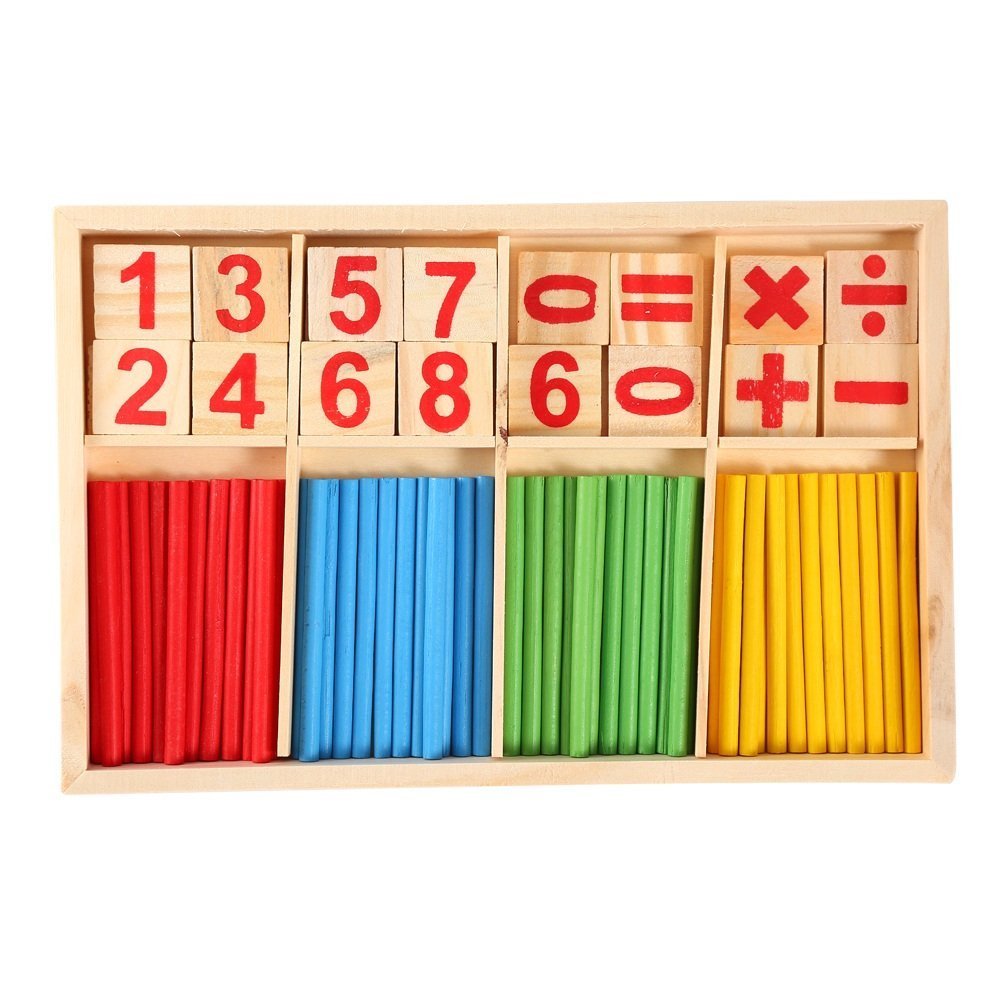 Manipulatives Wooden Counting Rods Sticks Number Cards Building Blocks Preschool Educational Toys