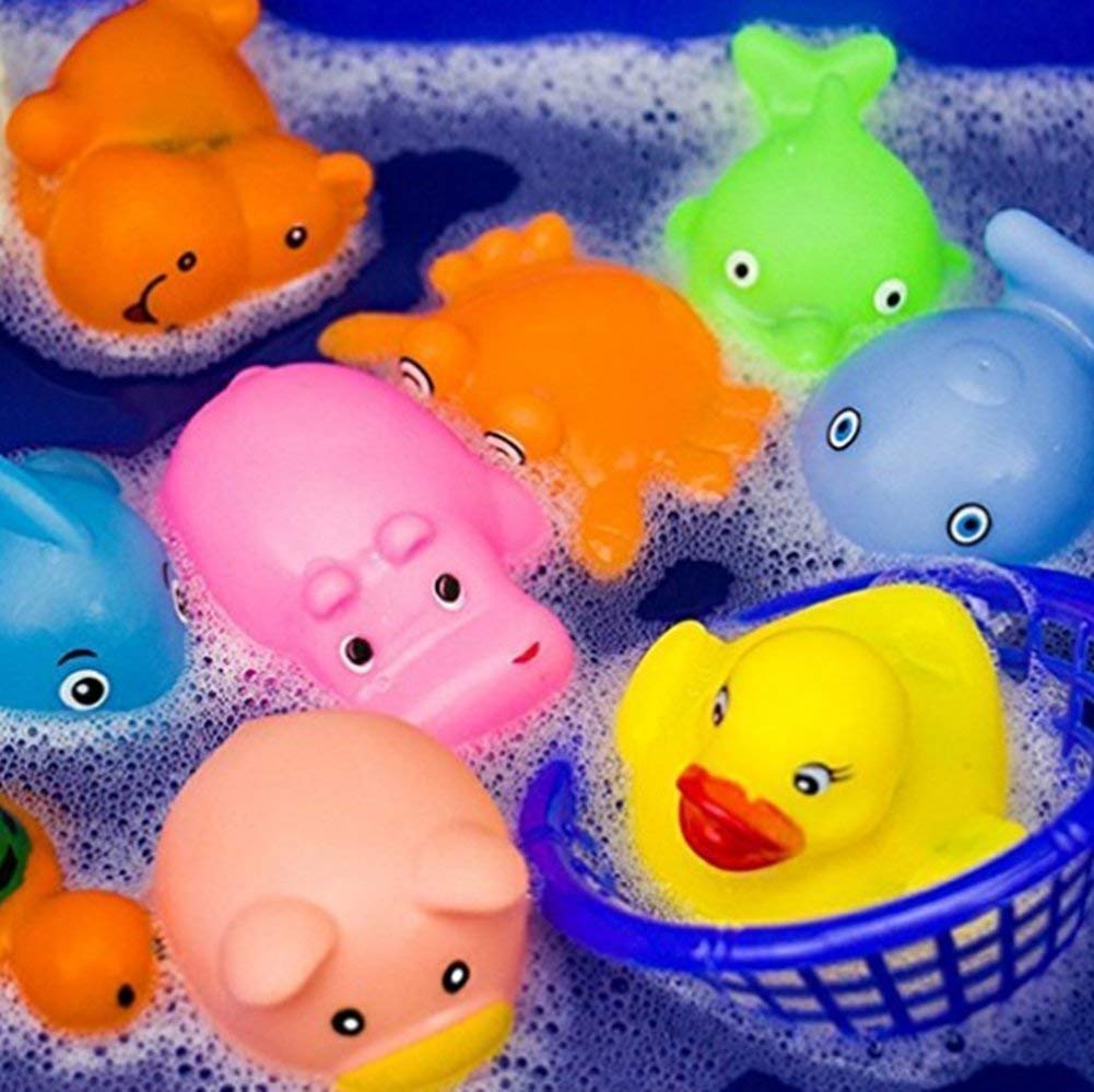 10Pcs Bath Toys Baby Squirters Toys Bath Fishing Game Little Ocean Animals Floating Bath Toy