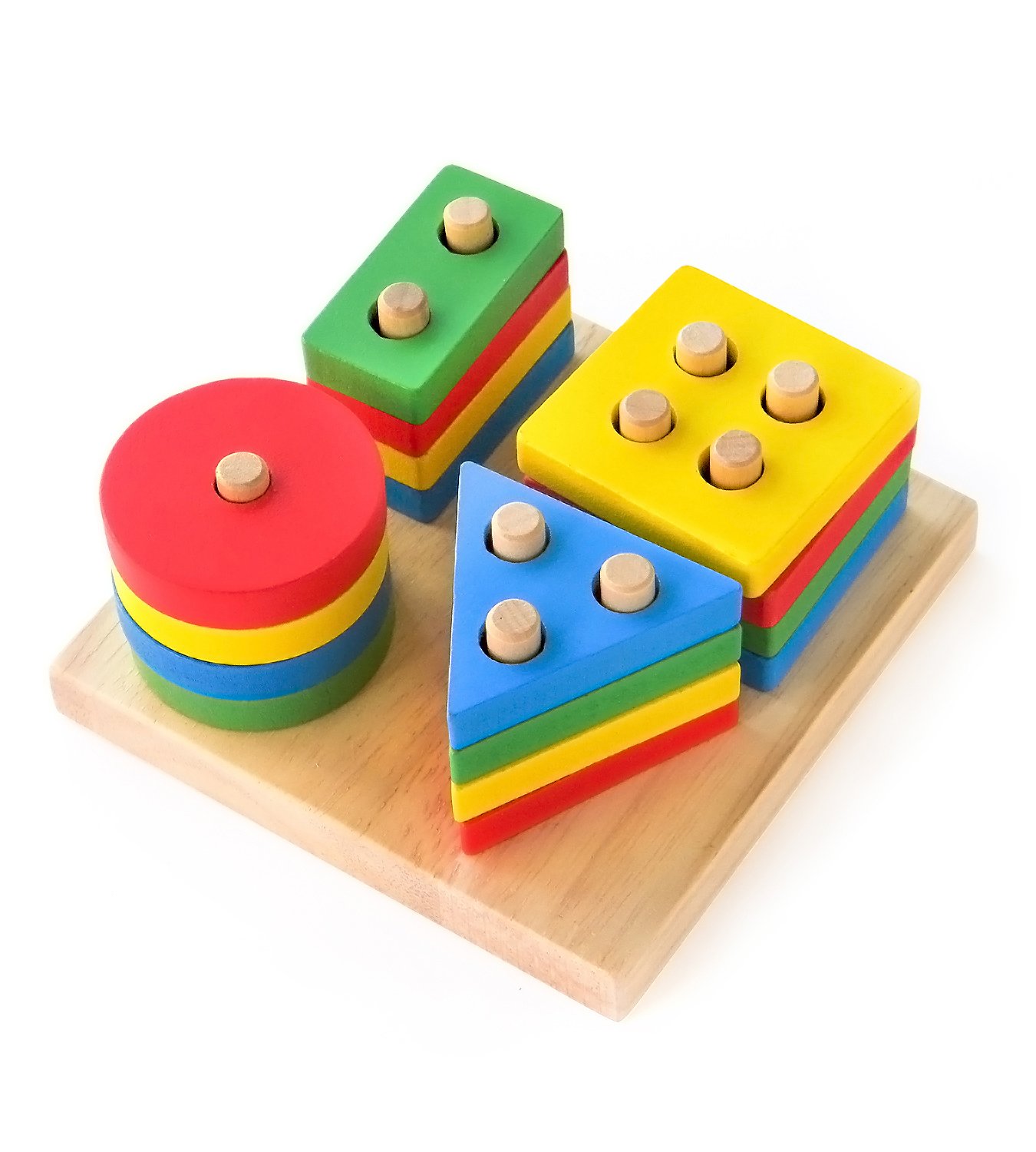 kids Wooden Educational Geometric Stack and Sort Board Shape and Color Recognition Toy Birthday gift
