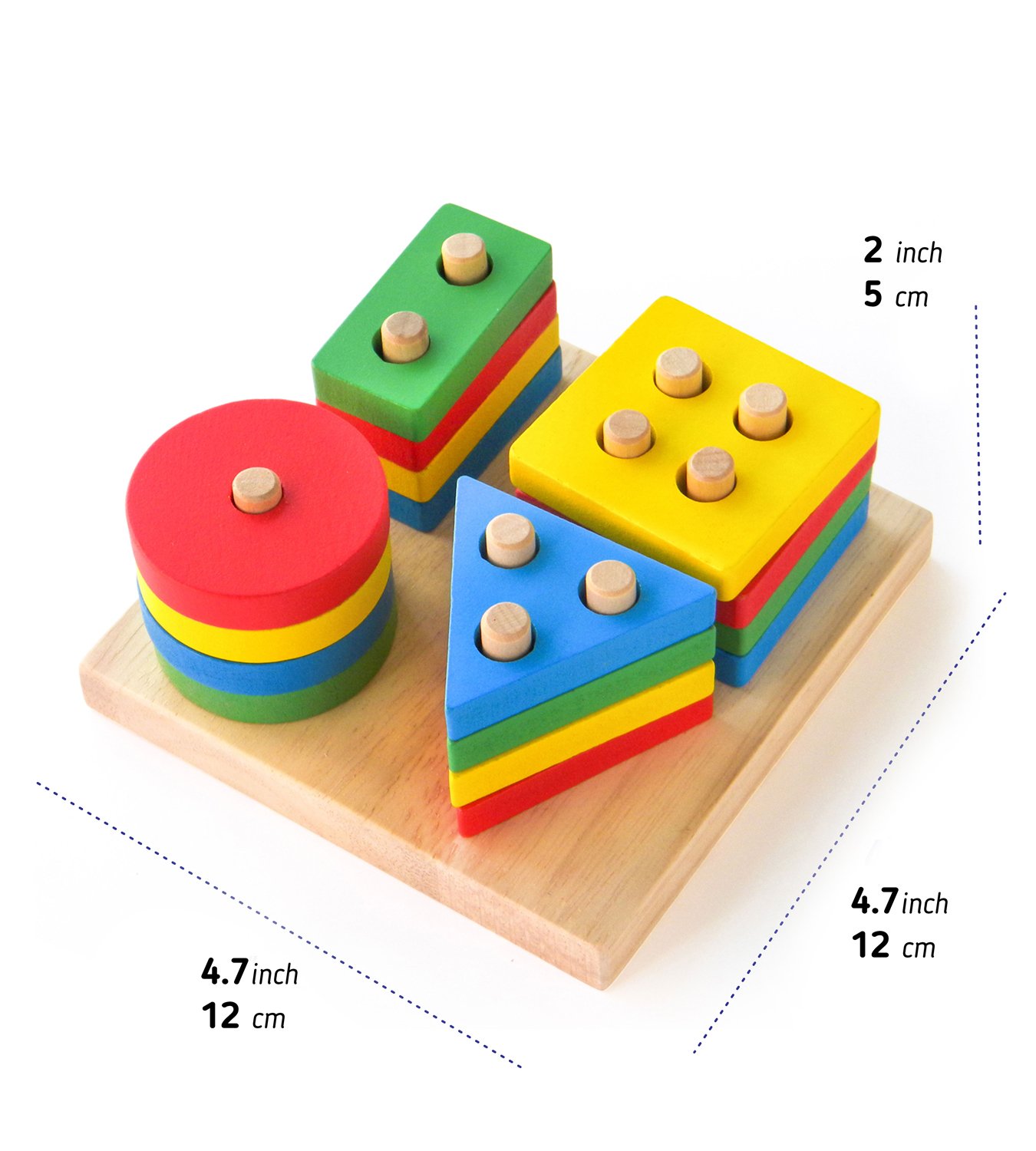 kids Wooden Educational Geometric Stack and Sort Board Shape and Color Recognition Toy Birthday gift