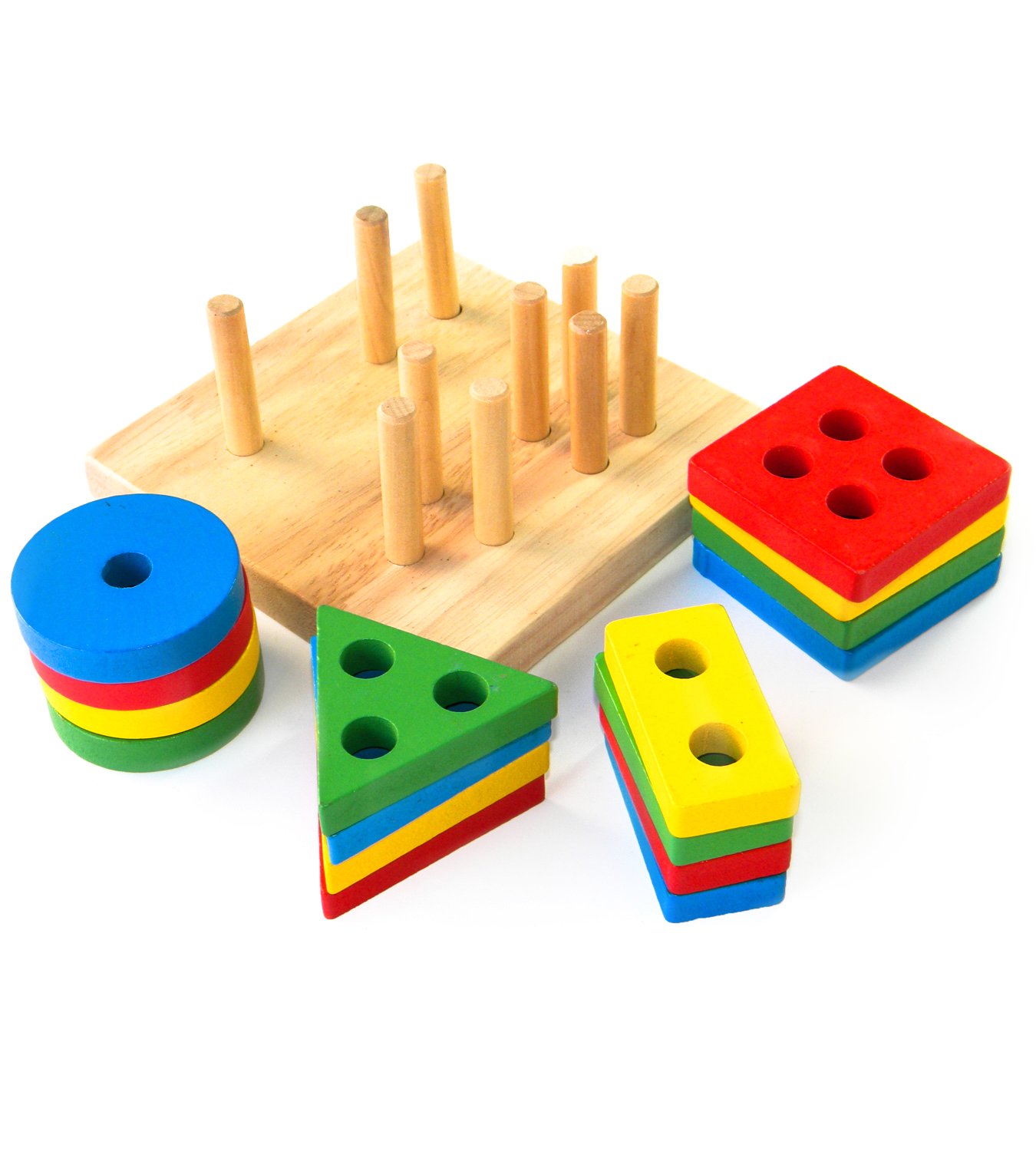 kids Wooden Educational Geometric Stack and Sort Board Shape and Color Recognition Toy Birthday gift