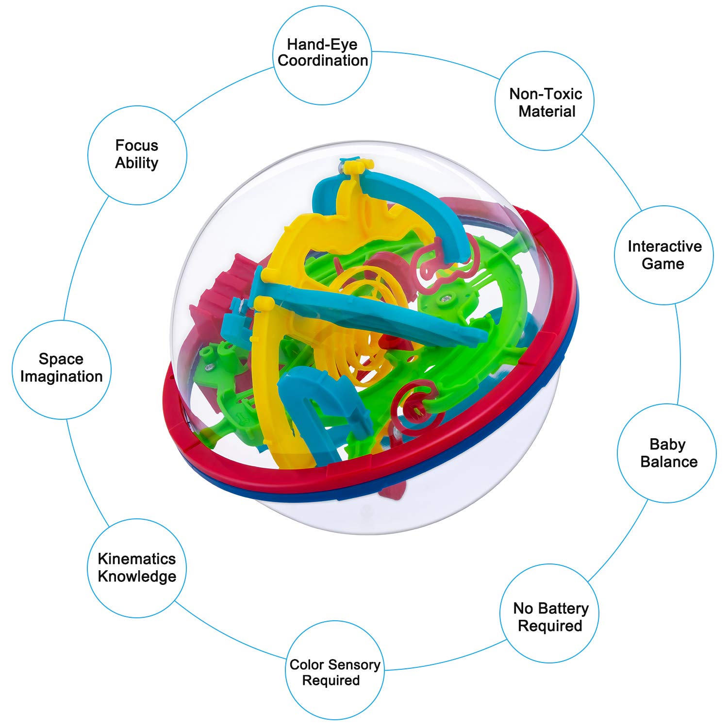 Magical Maze Ball Game 3D Intellect Ball with 100 Challenging Barriers 3D Labyrinth Ball Puzzle Toy