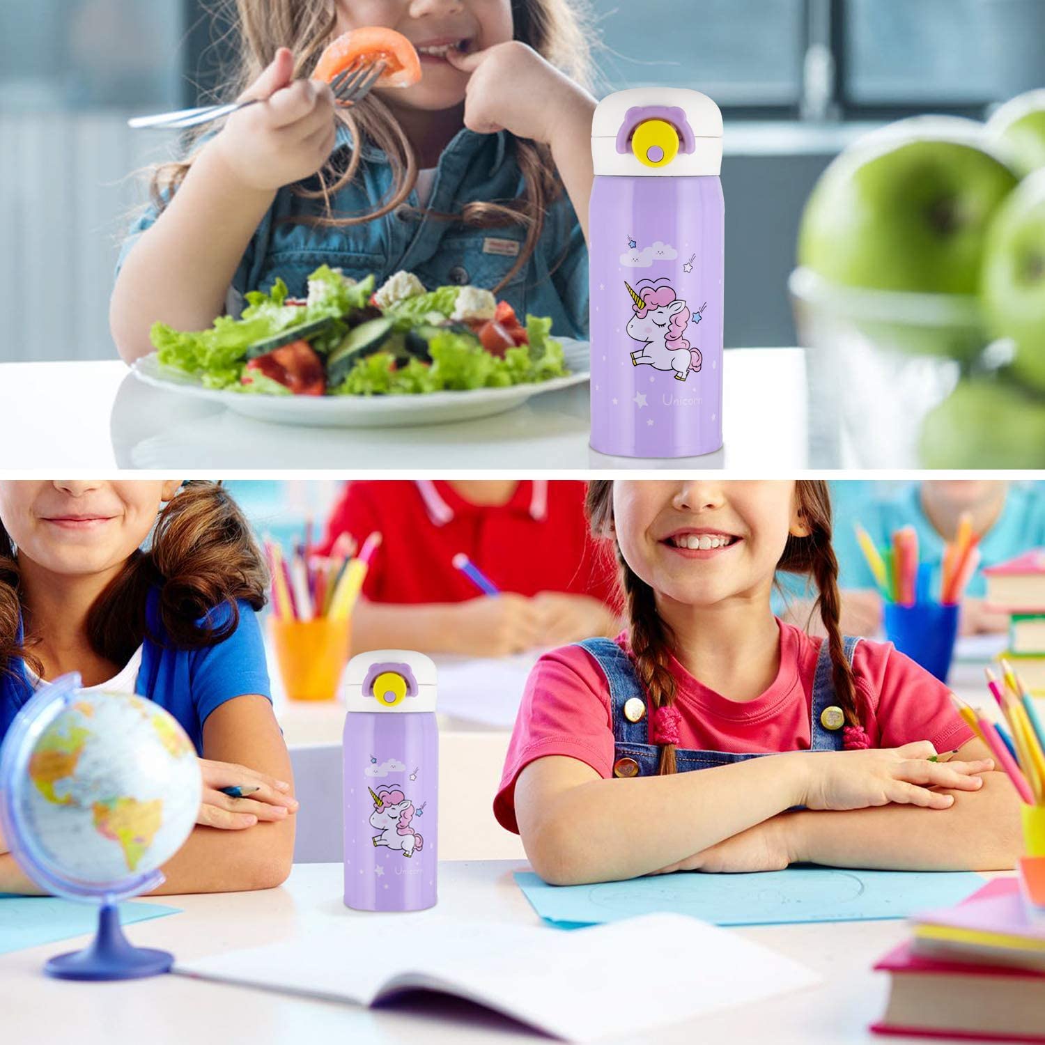 Unicorn children water bottle, stainless steel thermos, vacuum thermos kitchen water bottle
