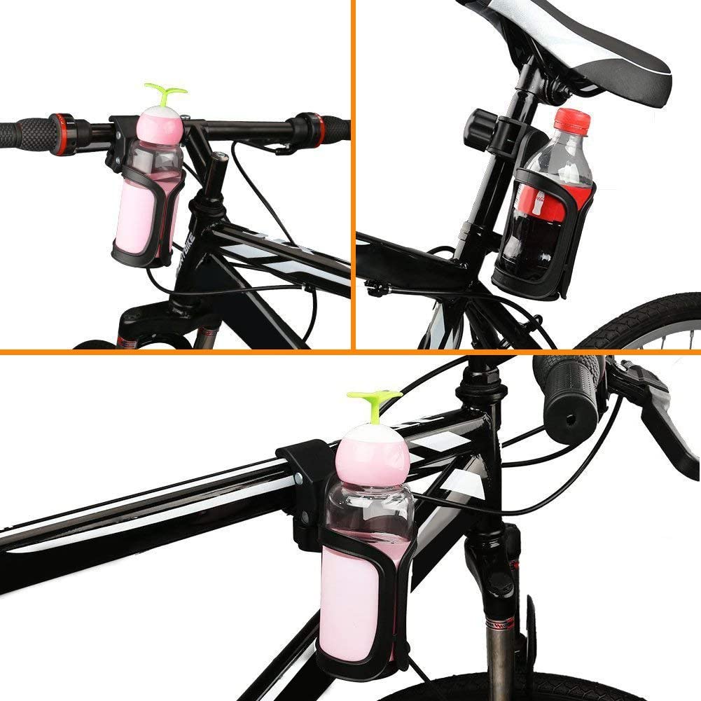 1pcs Bike Bottle Holder, Black Bicycle Cup Holder 360 Degrees Rotation Cycling Water Bottle Cages