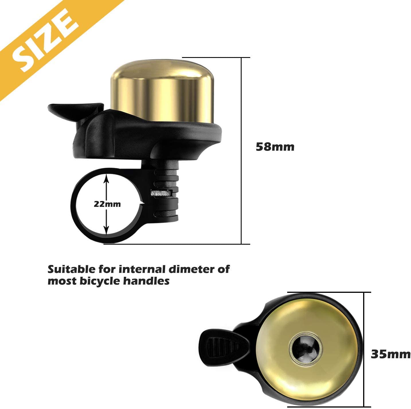 2 Pcs Copper Bike Bell, Classic Bicycle Bell Loud Sound Bike Ring for Road Bike,Accessories for Bike