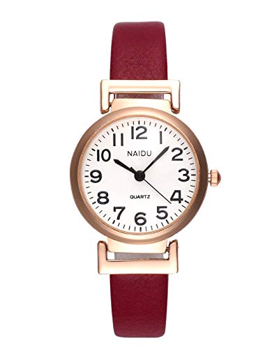 1pc Women's Classical Arabic Numerals Rose Gold Tone Analog Quartz Wrist Watch with PU Leather Strap