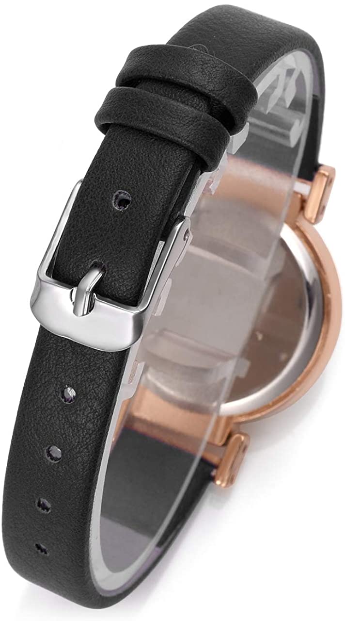 1pc Women's Classical Arabic Numerals Rose Gold Tone Analog Quartz Wrist Watch with PU Leather Strap