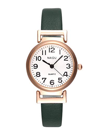 1pc Women's Classical Arabic Numerals Rose Gold Tone Analog Quartz Wrist Watch with PU Leather Strap