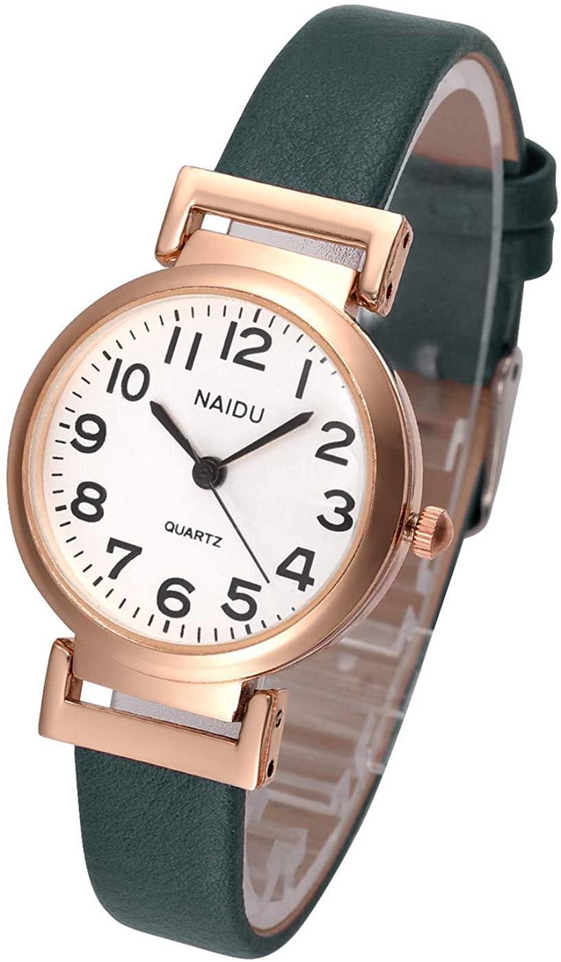 1pc Women's Classical Arabic Numerals Rose Gold Tone Analog Quartz Wrist Watch with PU Leather Strap