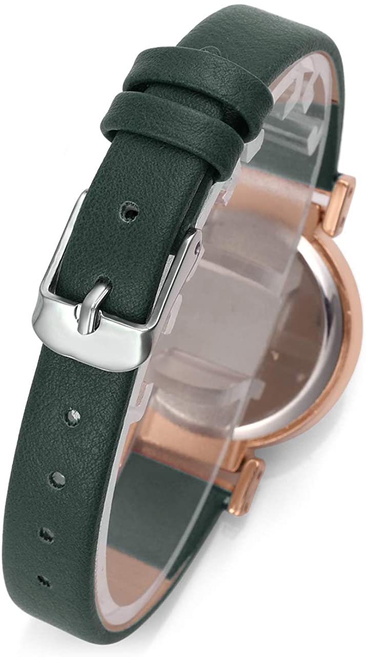 1pc Women's Classical Arabic Numerals Rose Gold Tone Analog Quartz Wrist Watch with PU Leather Strap