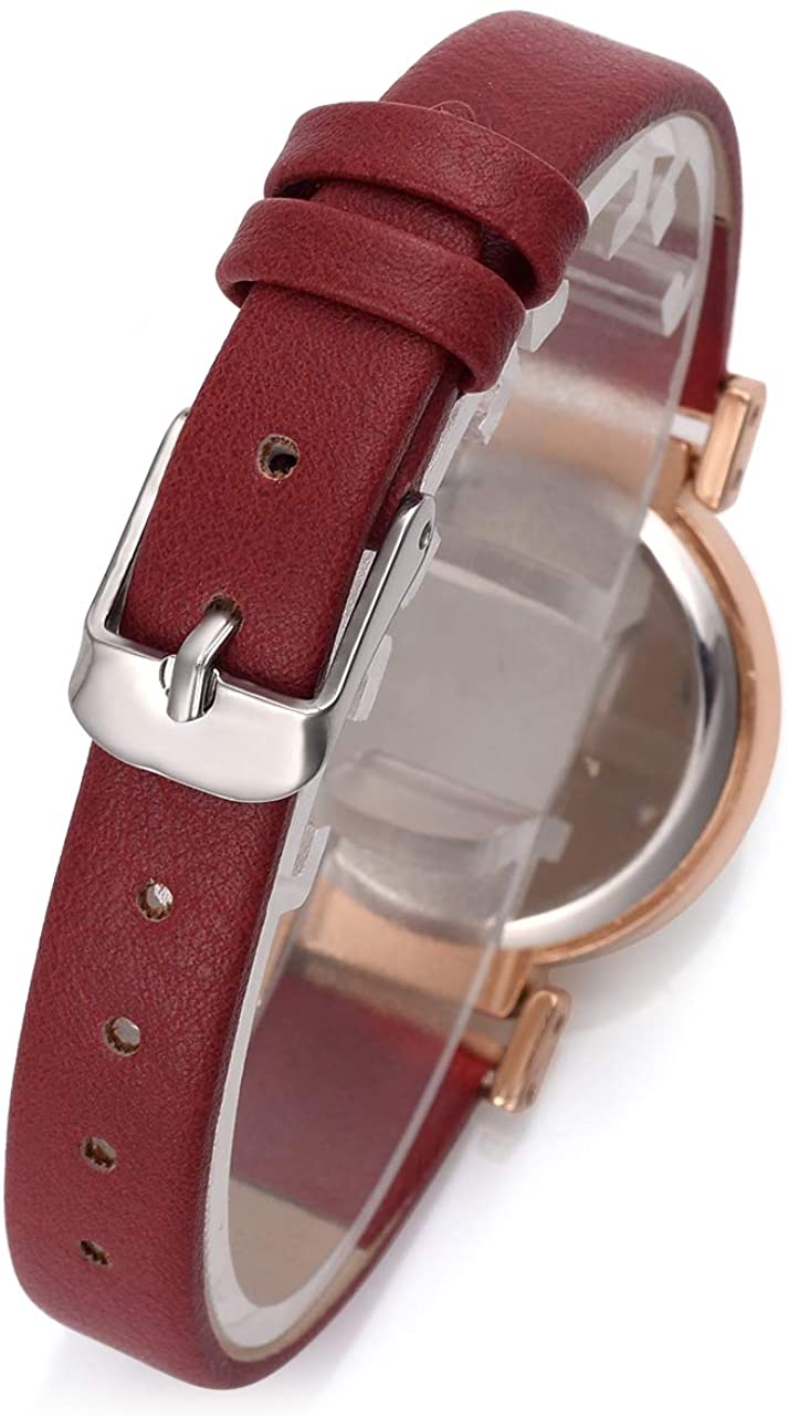 1pc Women's Classical Arabic Numerals Rose Gold Tone Analog Quartz Wrist Watch with PU Leather Strap