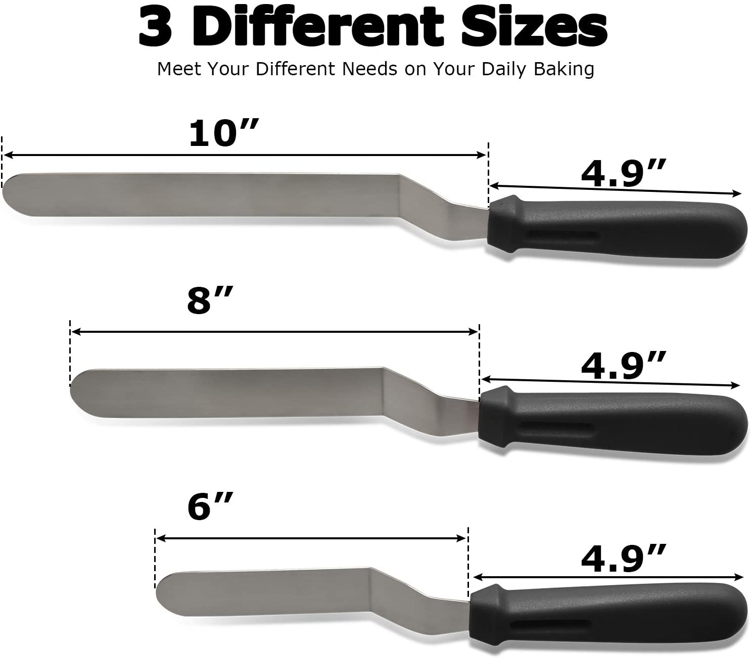 3 Pcs Icing Spatula Set, Professional Baking Angled Cake Frosting Spatula, 6", 8", 10" kitchen tools