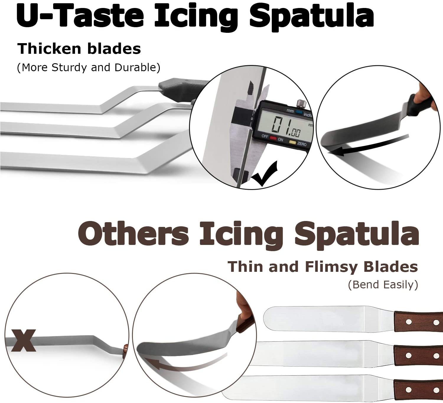 3 Pcs Icing Spatula Set, Professional Baking Angled Cake Frosting Spatula, 6", 8", 10" kitchen tools