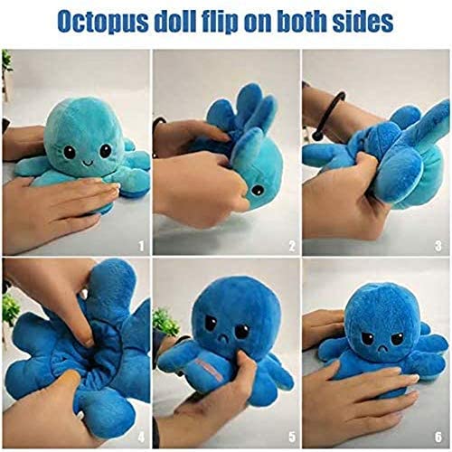 Cute Octopus Plush Toy, Double-Sided Flip Octopus Doll, Soft Reversible Octopus Stuffed Animals Doll