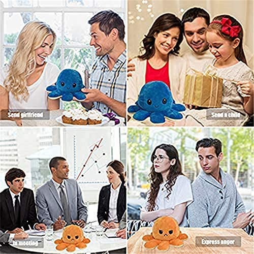 Cute Octopus Plush Toy, Double-Sided Flip Octopus Doll, Soft Reversible Octopus Stuffed Animals Doll