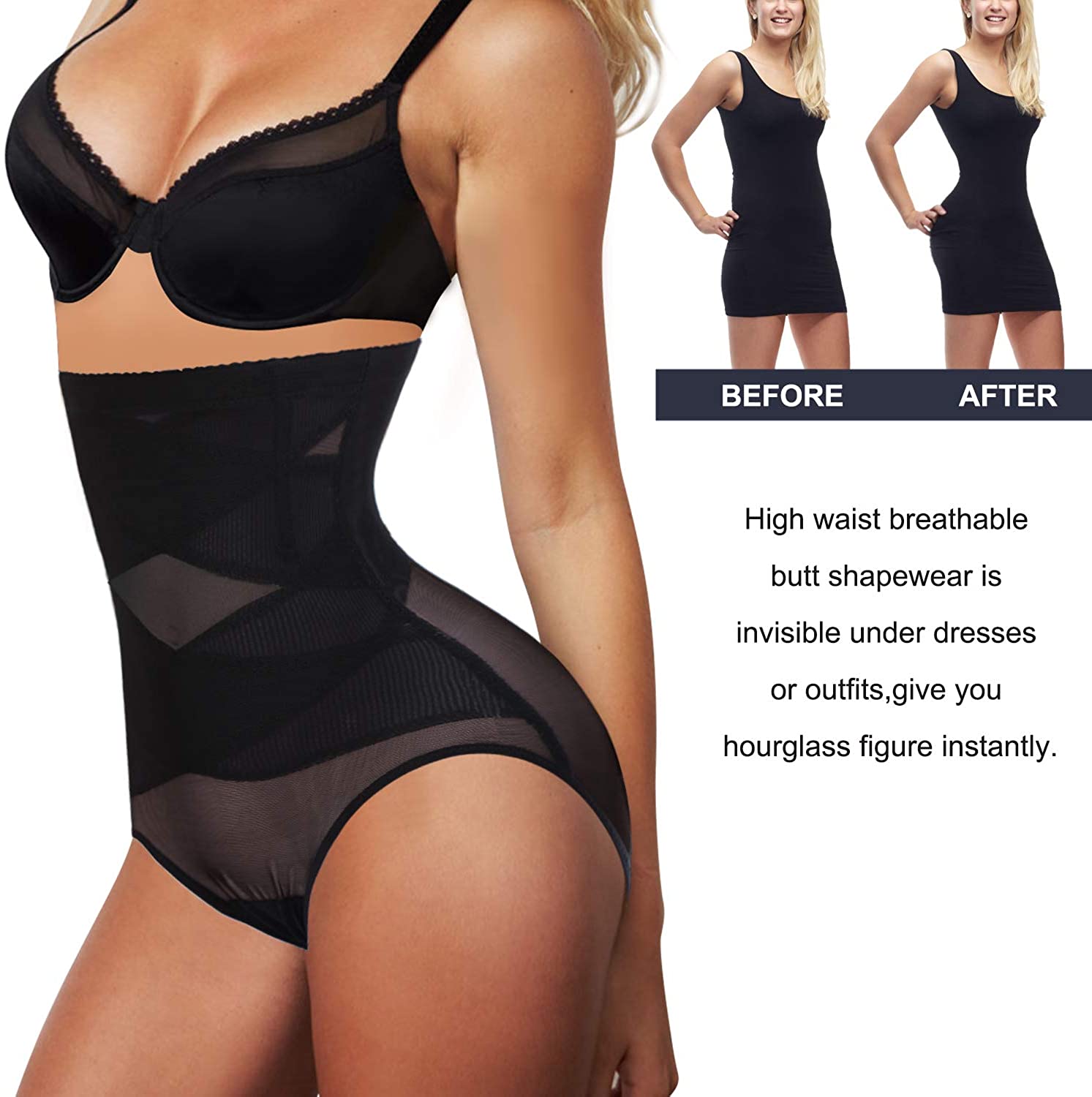 Women Butt Lifter Shapewear Hi-Waist Panty Double Tummy Control Knickers Waist Trainer Body Shaper