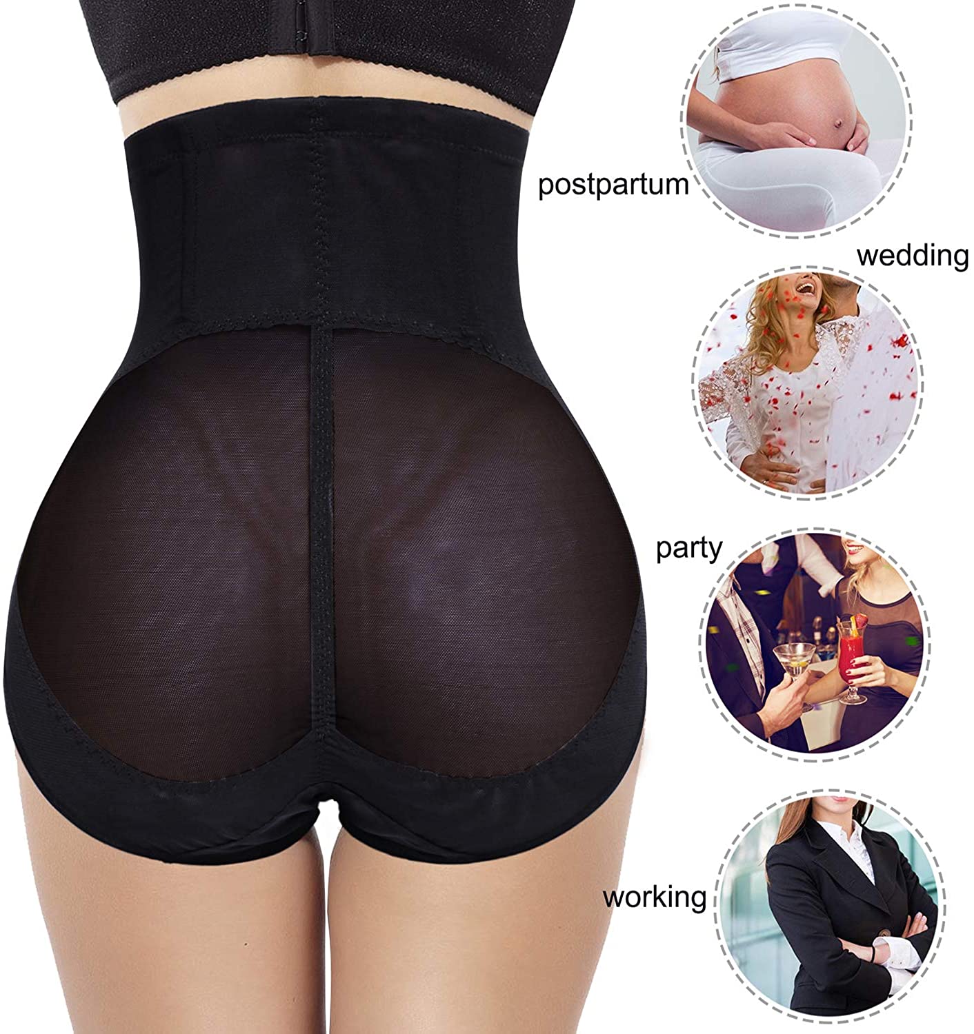 Women Butt Lifter Shapewear Hi-Waist Panty Double Tummy Control Knickers Waist Trainer Body Shaper