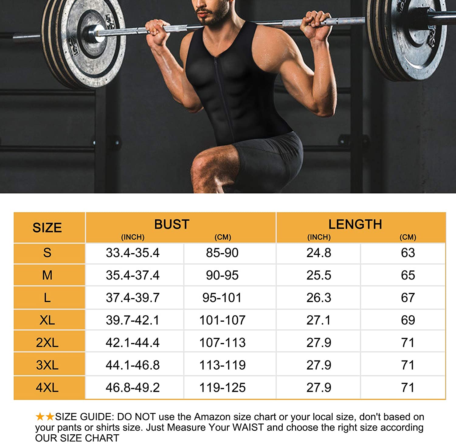 Men Waist Trainer Vest Hot Neoprene Corset Body Shaper Zipper Sauna Tank Top Workout Shirt