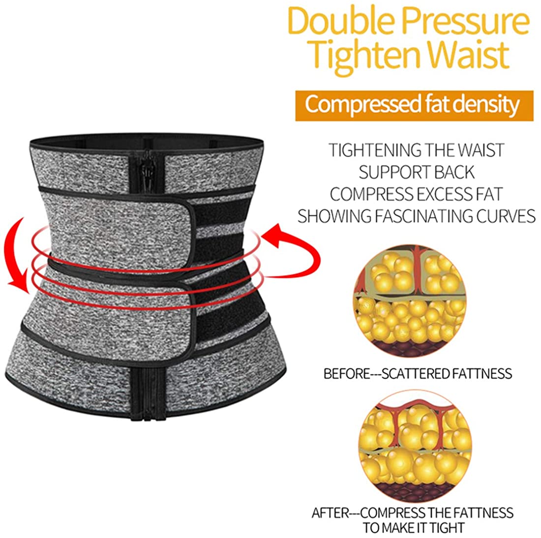 1pcs Women&apos;s Steel Boned Waist Trainer Sauna Belt Hot Sweat Corset for Weight Loss Body Shaper Tummy