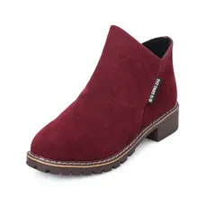 Martin boots, women's boots, frosted skin, new ladies, women's shoes，flat bottomed shoes and women's Red 42