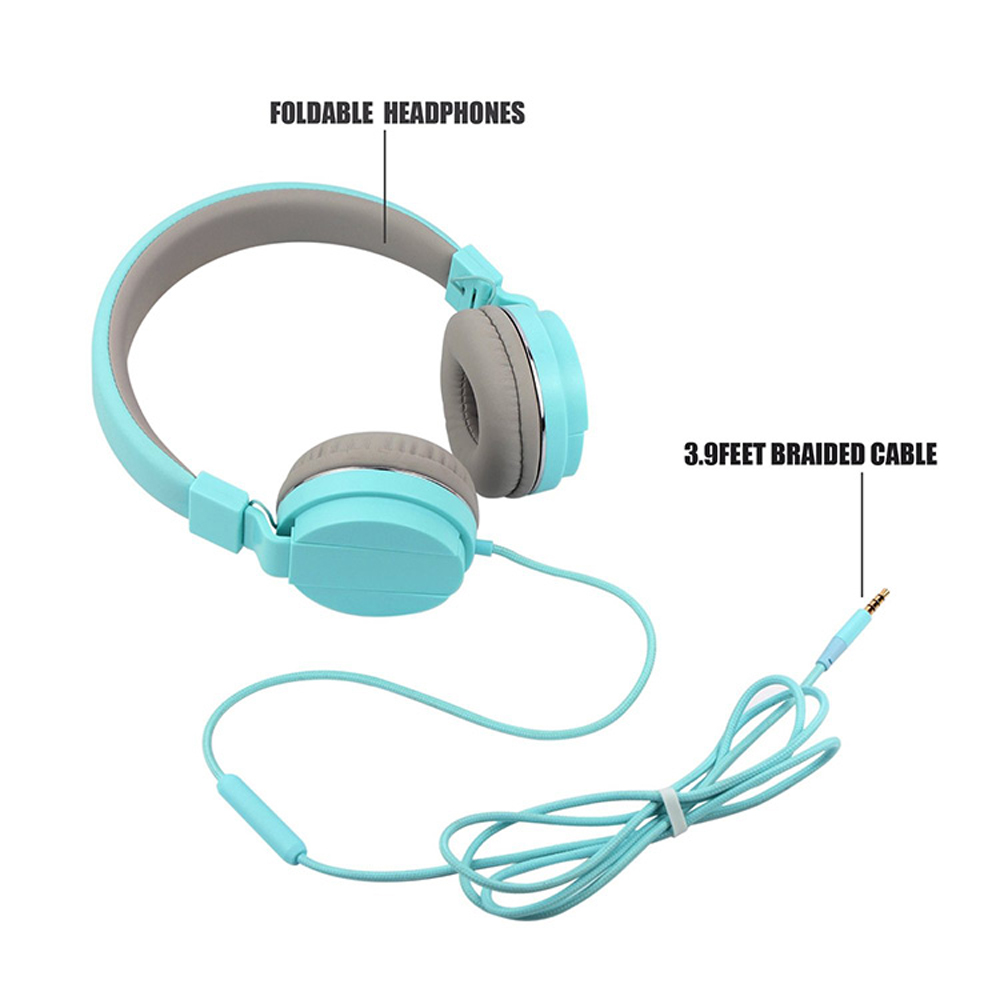 779 Bass Lightweight Stereo Foldable Wired Headphones for Kids Adjustable Headband Headset with Mic