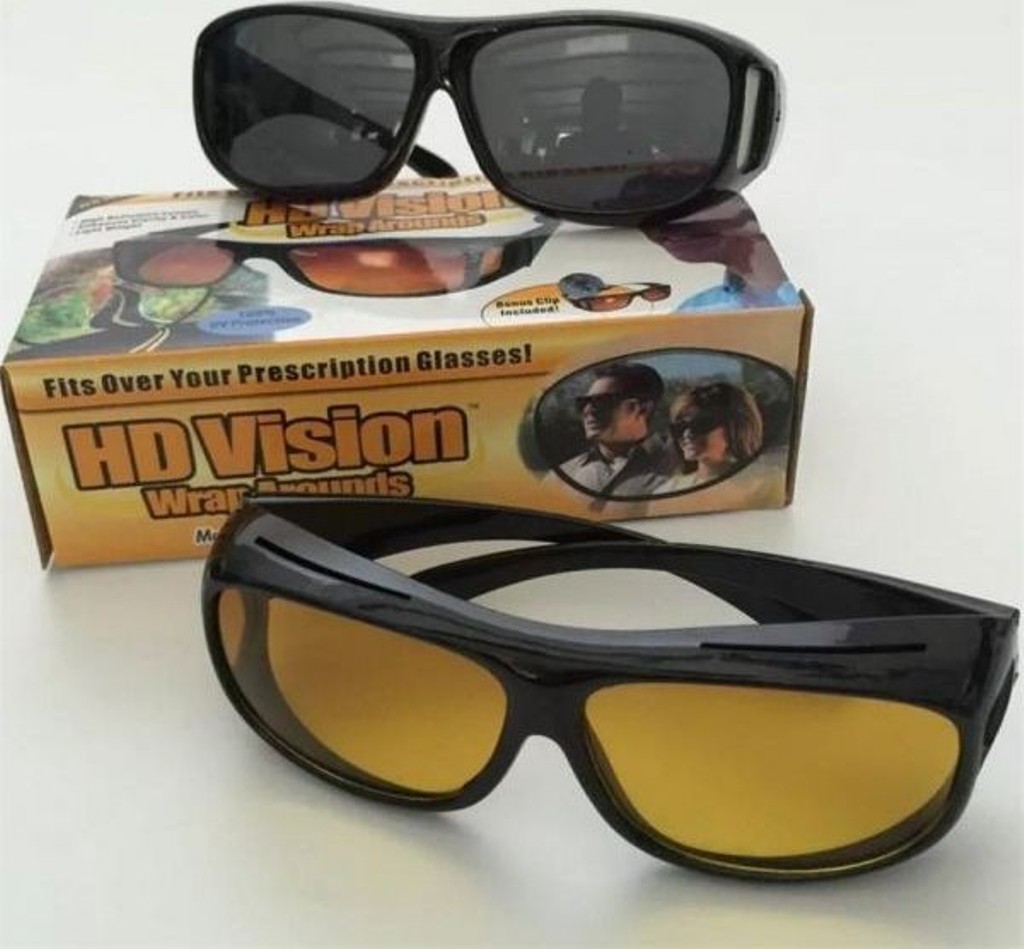 2in1 Night Vision Driving Anti Glare Eyeglasses HD Vision Wrap Around Glasses
