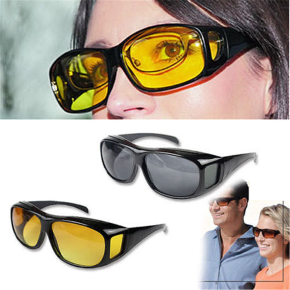 2in1 Night Vision Driving Anti Glare Eyeglasses HD Vision Wrap Around Glasses