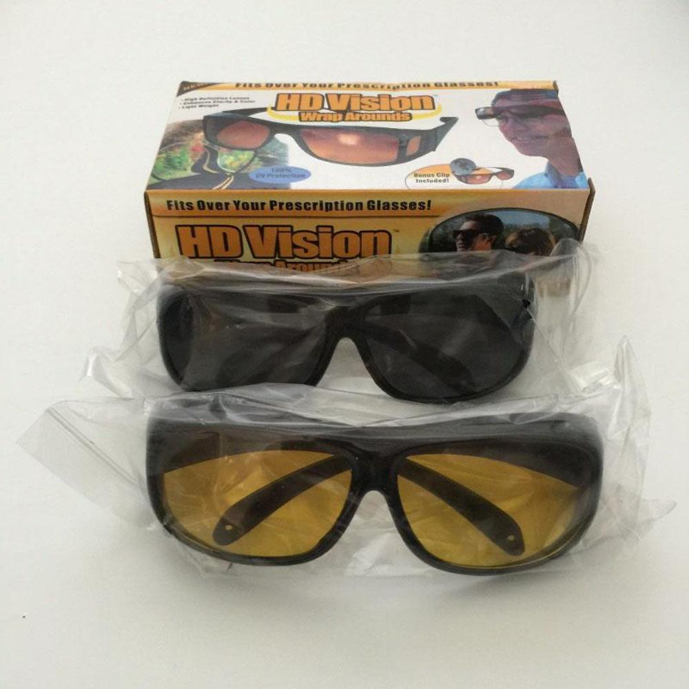 2in1 Night Vision Driving Anti Glare Eyeglasses HD Vision Wrap Around Glasses
