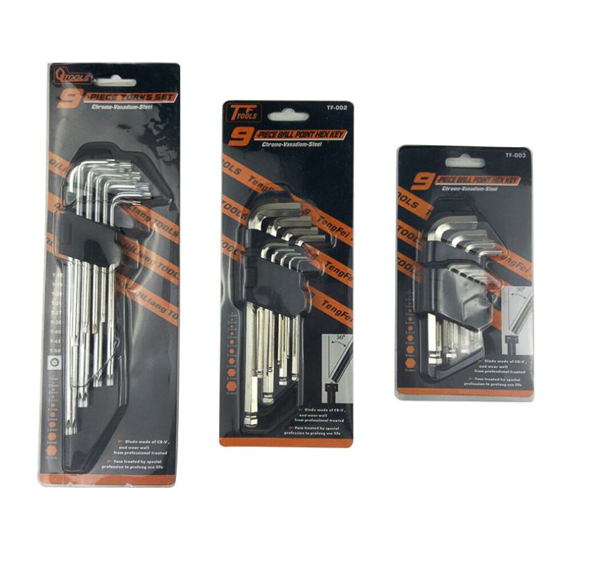 9 Pcs Torx, Hex, Ball Wrench Allen Key Set