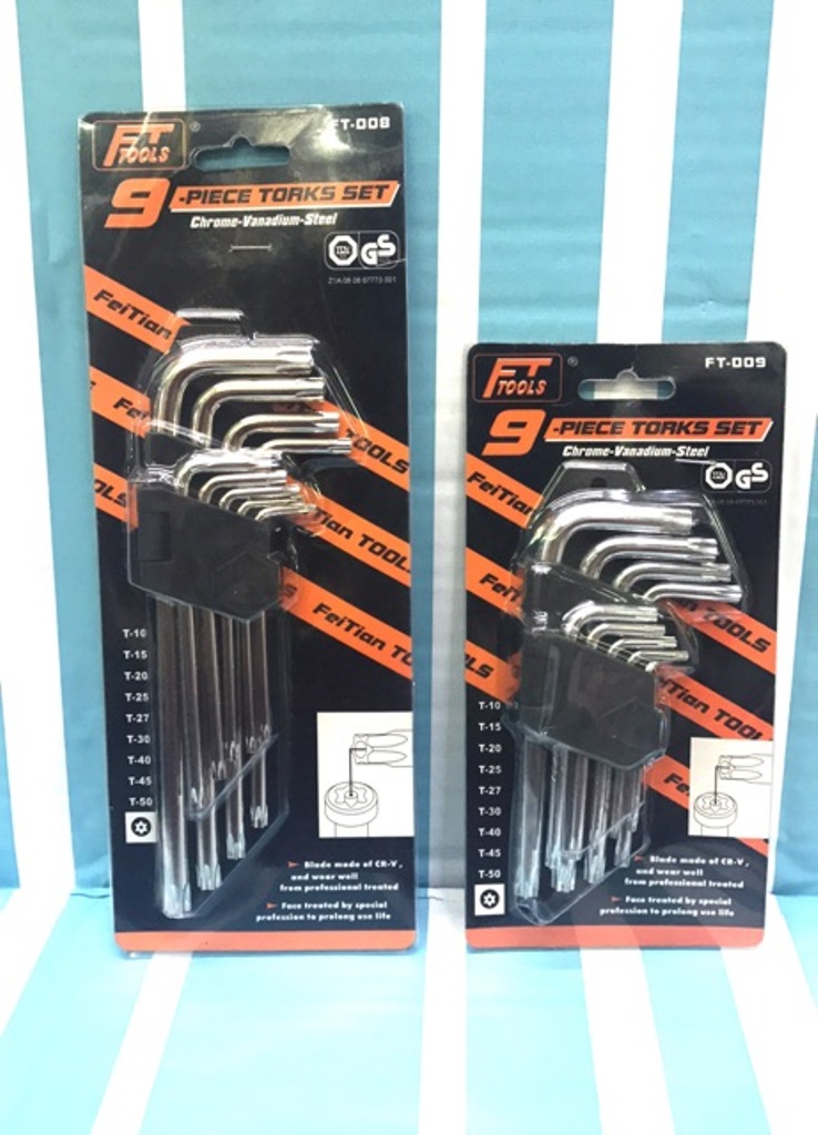 9 Pcs Torx, Hex, Ball Wrench Allen Key Set