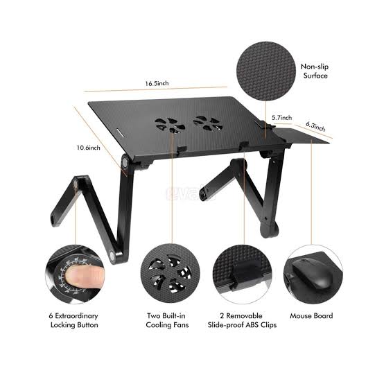MULTIFUNCTIONAL FOLDABLE LAPTOP FOOD TABLE WITH AIR VENT