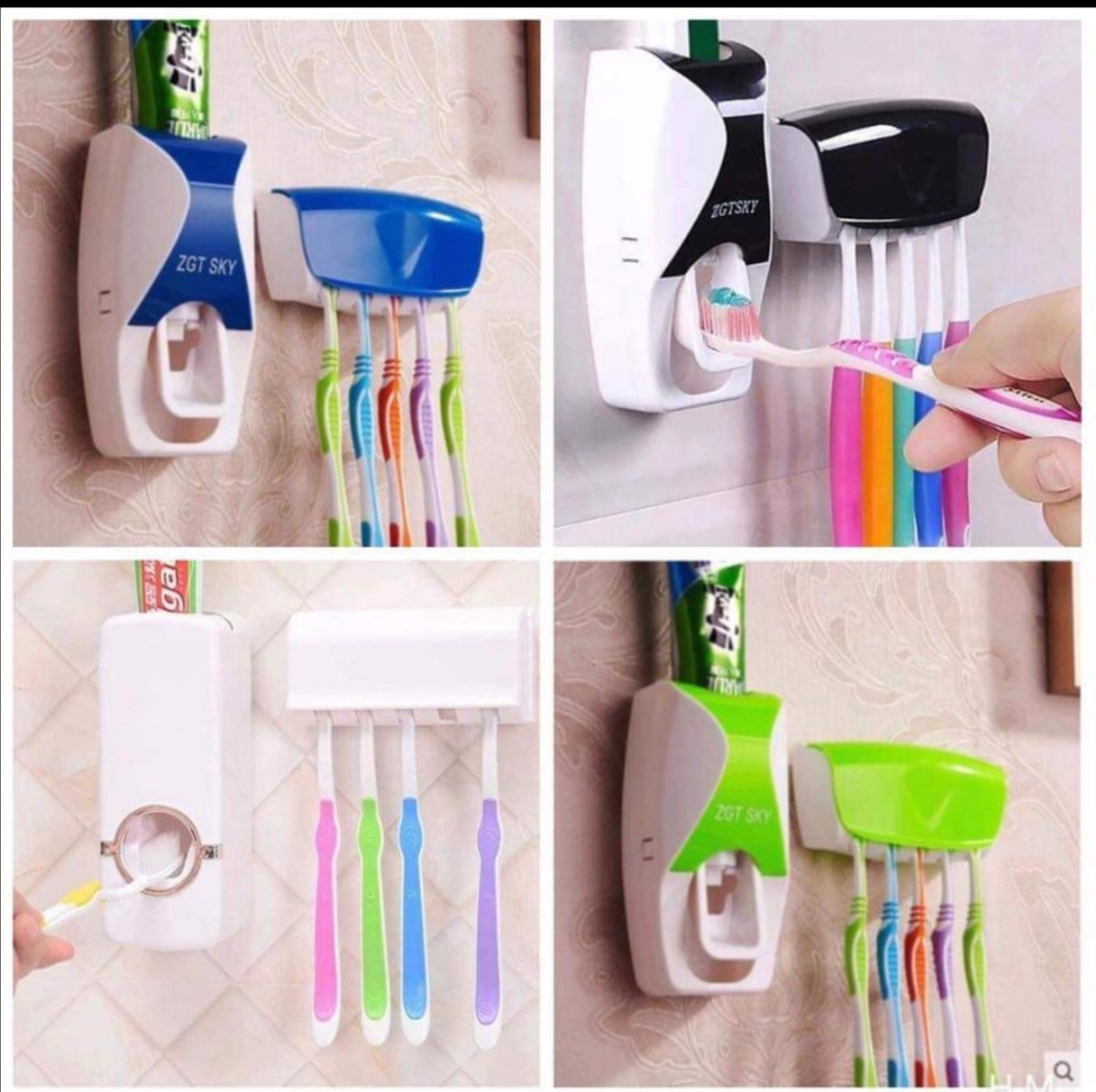 Toothbrush holder and toothpaste dispenser